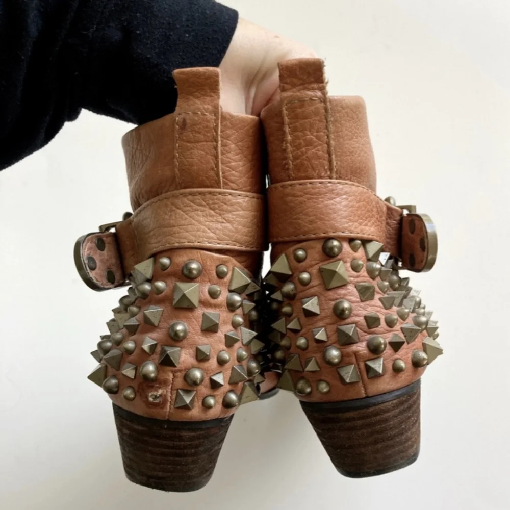 Vince Camuto Spike Studded Slouchy Booties 6.5 Ankle Boot Western Punk